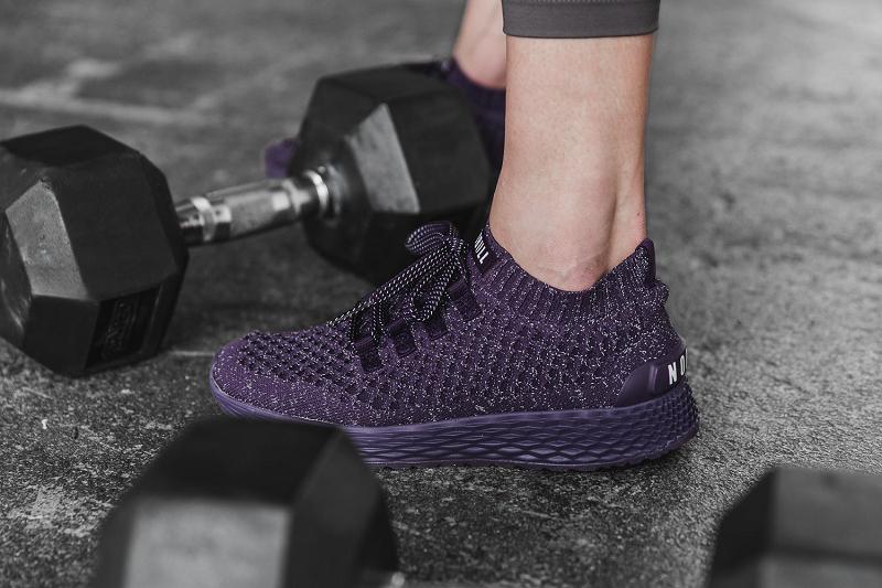 Women's Nobull Plum Reflective Knit Running Shoes Purple | SG P2621J